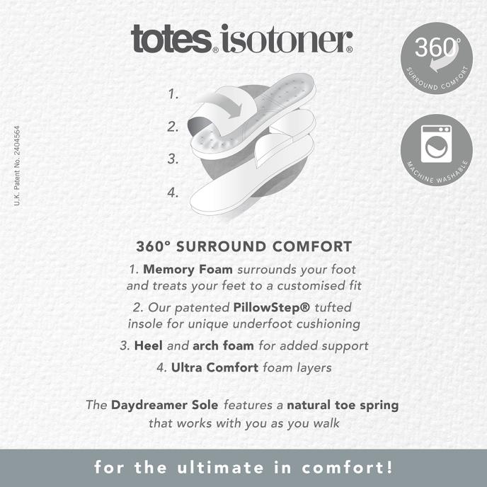 Isotoner® Ladies Popcorn Full Back Bootie Slipper Grey Extra Image 6